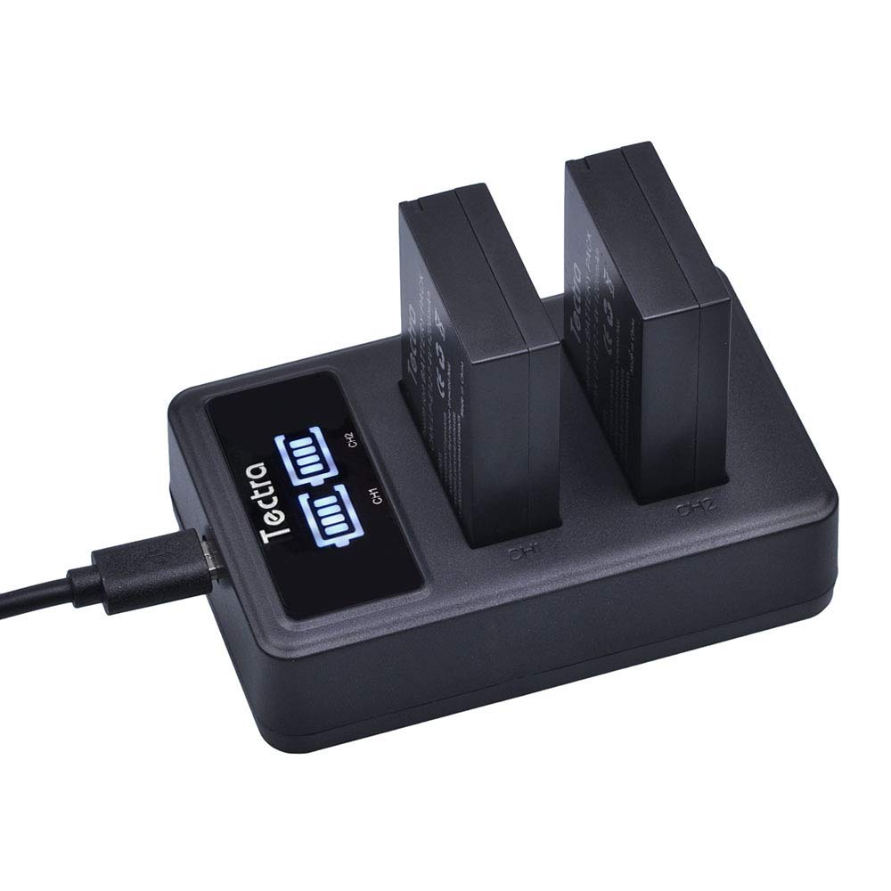 Tectra 2-Pack LP-E12 LPE12 Battery and LED Dual Charger for Canon EOS M50, M50 Mark II, EOS M, M2, M10, M100, M200, PowerShot SX70 HS, Rebel SL1 Mirrorless Digital Cameras
