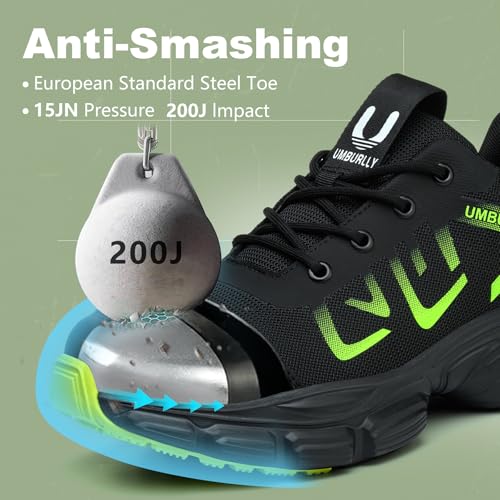 Image of Hogent Steel Toe Shoes for Men Women, Comfortable Wide Non Slip Work Shoes | ASTM Safety Steel Toe, Kevlar Puncture-Proof, Breathable, Lightweight, Wide Fit, Walking, Construction, Industrial, Warehouse