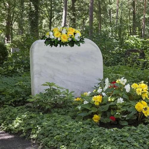 Yellow Artificial Cemetery Flowers Saddle Long-Lasting Bright Color Headstone Flower Saddle Cemetery Memorial Flowers for Outdoor Tombstone Decorations. image 7