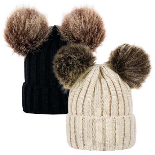 Bommelmütze Damen Winter – Schwarze Strickmütze Mit Bommel, Warm & Winddicht Für Alltag Und Outdoor