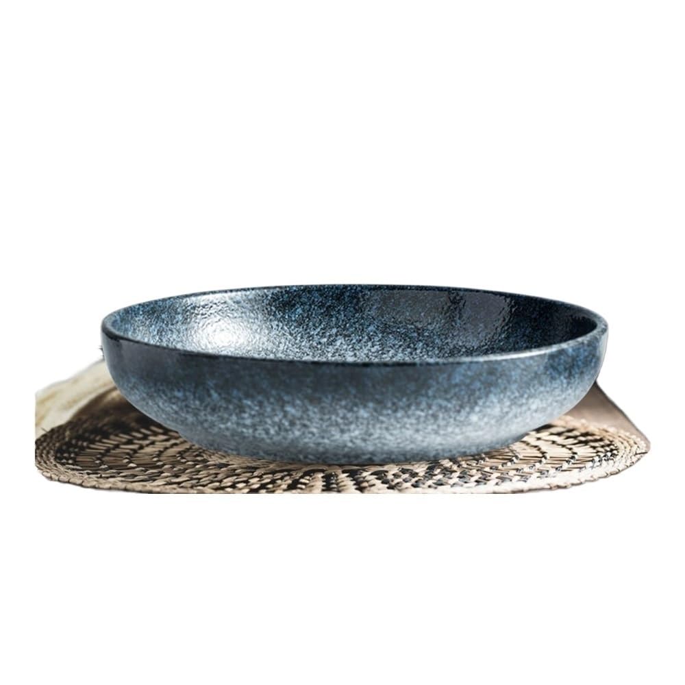 GFHTRELY Dinner Tray Deep Dish Household Large Soup Bowl Vegetable Plate Ceramic Plate Soup Bowl Dinner Plate(A)