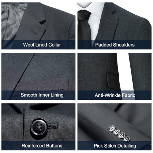 Men's Suit 3 Piece Slim Fit Suit Set, Two Button Solid Jacket Vest Pants with Tie, Men Tuxedo Suit Set4