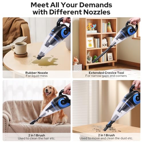 Image of COSTAR Vacuum Cleaner for Car Use Wet and Dry 2 in 1 Cordless Mini Vacuum Cleaner Home Dust Portable 7000pa Powerful Suction, 4 Nozzles,Washable Filter, USB Rechargeable