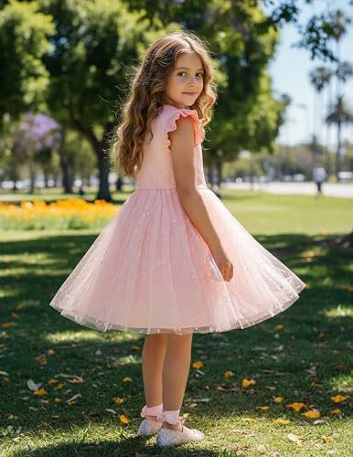Image of PATPAT Girl's Tulle Dress Tutu Party Birthday Poster Formal Fancy Flower Princess Dresses