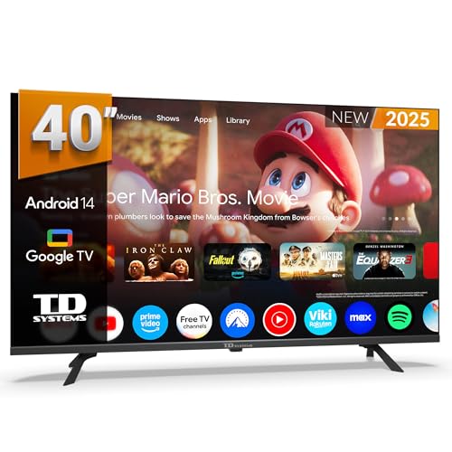 TD Systems - Smart TV 40 Pouces Full HD, Android 14 GTV, télévision TNT HD, modèle 2025, téléviseur avec 2 Ans de Garantie - PRIME40K21GLE