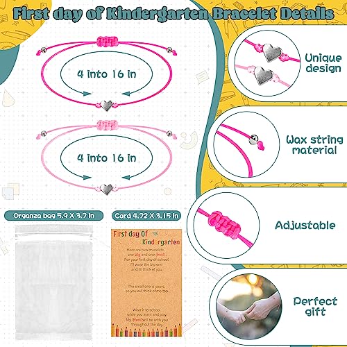 Back to School Supplies, First Day of Kindergarten Bracelet, Back to School Bracelet Mommy and Me, Prek Matching Wish Bracelets Set, Adjustable Bracelet for Boys Girls Gifts Stuff Bulk2