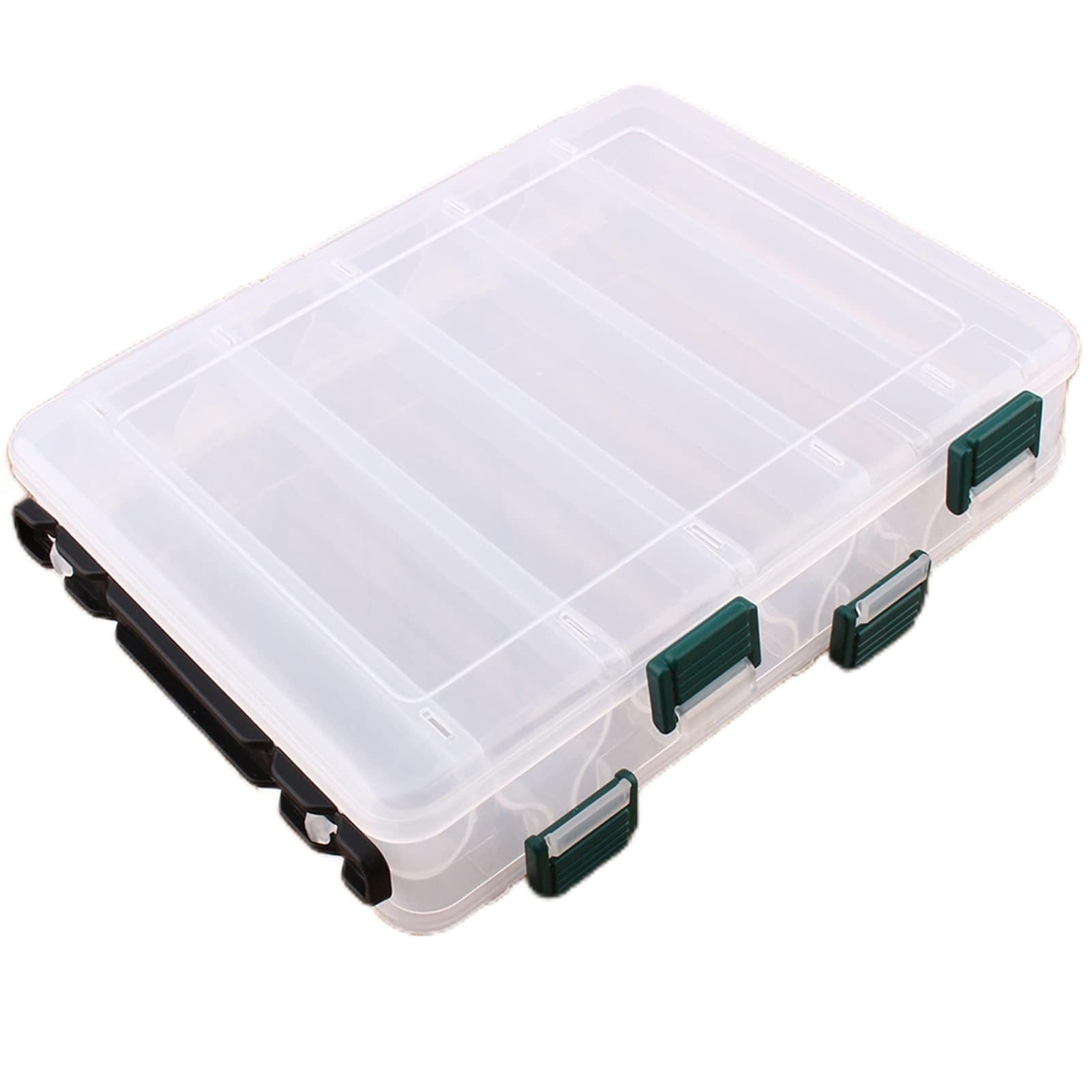 Double Sided Tackle Box Plano Tackle Boxes Transparent Plastic 12 Compartments Fishing Case Lure Box Tackle Two Sided Storage Plastic Large
