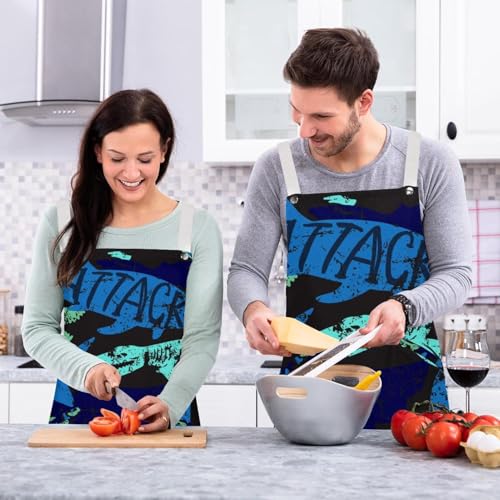 Tablier de serveuse requin monstre multicolore taille unique lot de 2