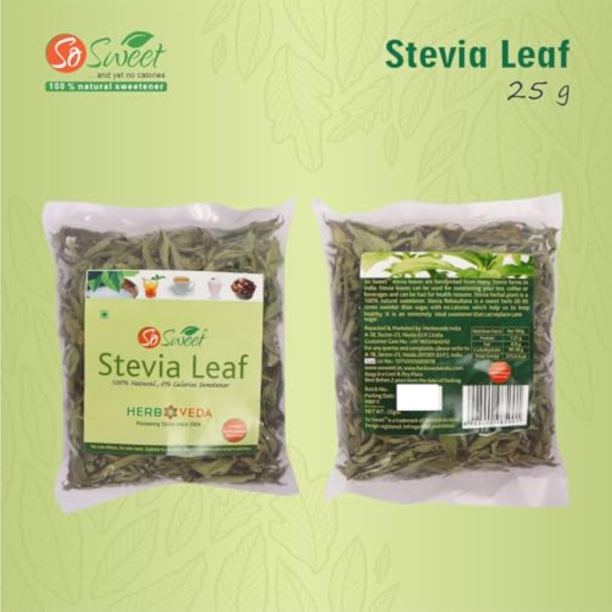 Natural Stevia Leaf Sugar, 250gm, Zero Calorie Sweetener