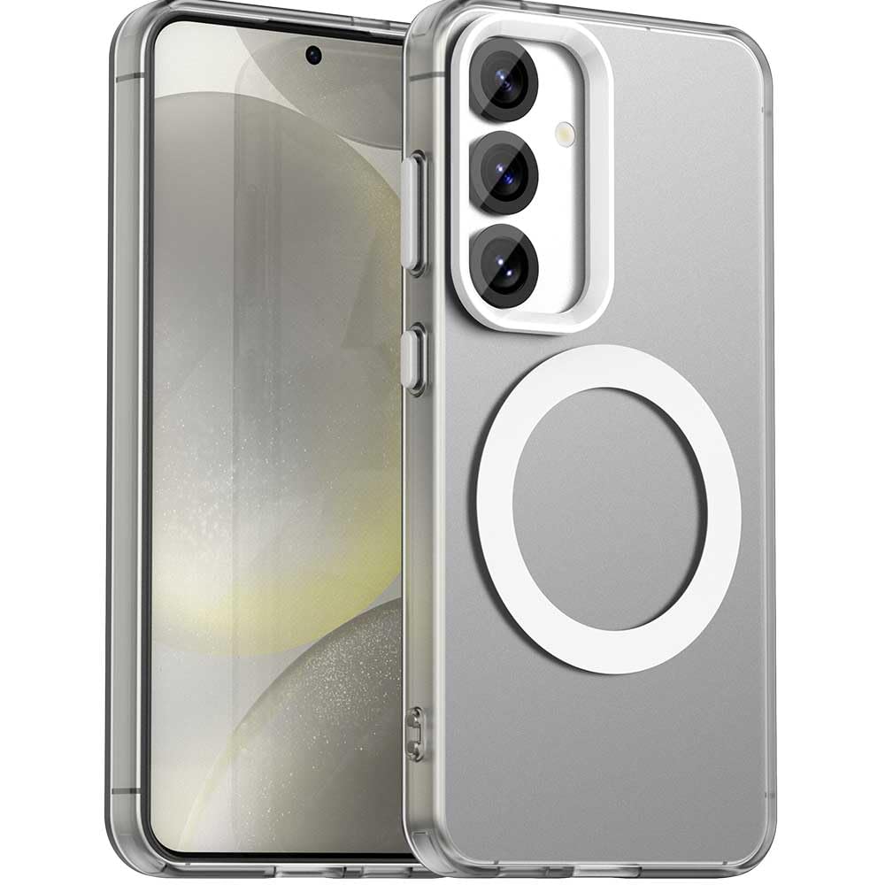 Compatible with Samsung Galaxy S24+ Case Cover,Supports Wireless Charging,Shockproof Magnetic Phone Case,Compatible with Samsung Galaxy S24 Plus Case White