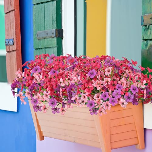 Dremisland 9 Bundles Artificial Flowers for Outdoors Decoration UV Resistant Silk Faux Daisy Flowers Fake Plastic Plants Greenery Shrub Garden Porch Window Box Spring Summer Decor image 7