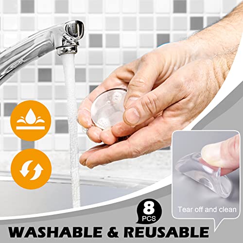 8 Pcs Door Stoppers Wall Protector (1.57”), Round Door Knob Wall Shield, Clear Rubber Door Bumpers For Wall, Self Adhesive Door Handle Stopper, Reusable & Washable #TOP3