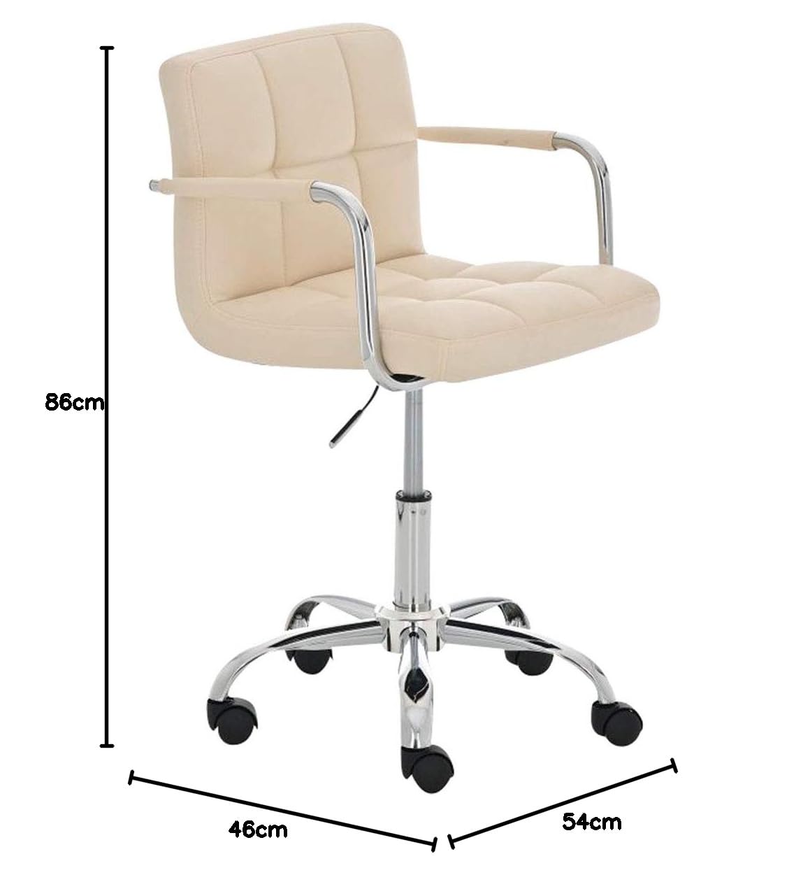 CLP Fauteuil De Bureau A roulettes Lucy Similicuir I Chaise De Bureau Réglable en Hauteur avec Accoudoirs I Rembourrage Epais I Pičtement Métal, Couleur:crčme