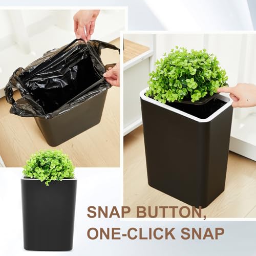Image of Jingmore Dog Poop Trash Can Outside 2.64 Gal /10 L Plant Styled Dog Waste Trash Can with Lid 50 Waste Bags Outdoor Indoor Poop Container Slim Garbage Bin for Yard Garden Pet (Black)