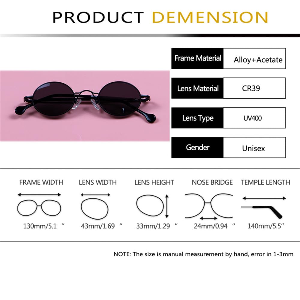 Gafas de sol ovaladas pequeñas de metal para hombre, gafas de sol punk vintage antideslumbrantes para mujer