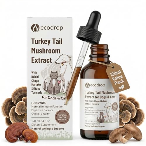 Ecodrop Turkey Tail Mushroom for Dogs & Cats 120ml/1200mg Liquid Supplement