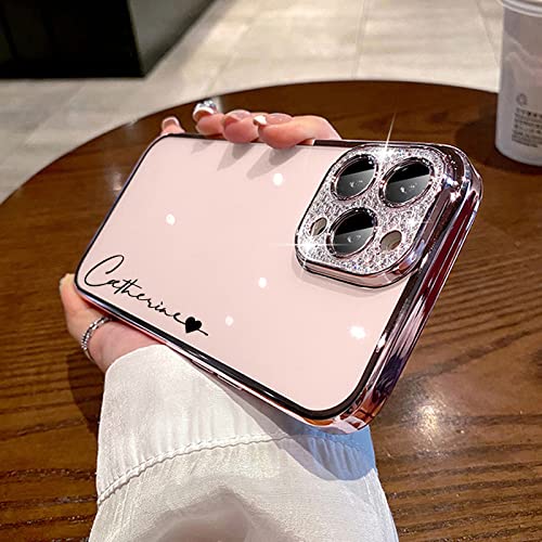 Étui de protection d'objectif pour iPhone 13 scintillant et personnalisé avec placage rose