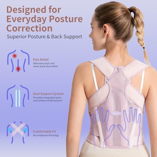 Image of NLNYCT Posture Corrector for Women - 2-in-1 Back Brace with Shoulder Support, Adjustable Full Back Straightener for Upper & Lower Back Pain Relief, Hunchback, Scoliosis & Spine Alignment (X-Large)