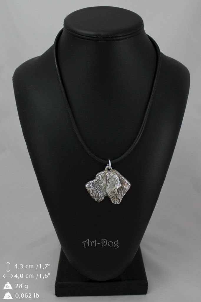 Art-Dog Dog Silver-Plated Pendant on a Leather Strap - Dog Necklace in Elegant Case – Silver Dog Necklaces for Men and Women – Dog Breeds Jewelry – German Wirehaired Pointer