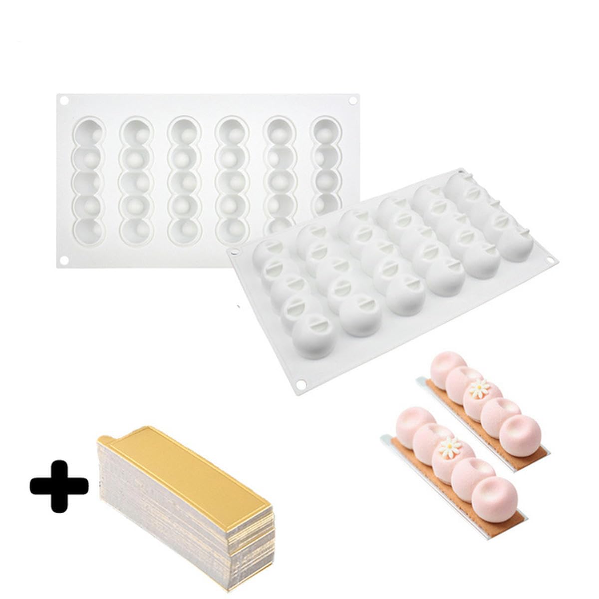 Set di accessori da forno Stampo per torta per uso alimentare Anello per crostata Vassoio in cartone per torta Teglia per dessert Strumenti per pasticceria-SH010524-Oro XL