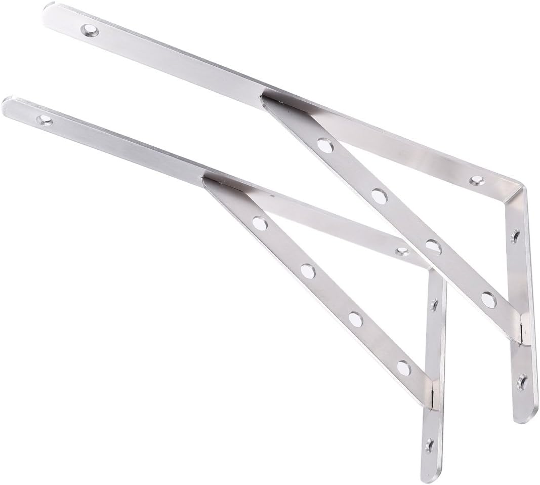 Pair of 8'' 12'' Heavy Duty Stainless Steel L-Shaped Wall Shelf Bracket Support (12'')