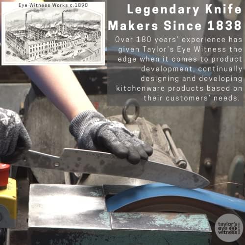Heritage Oak 10cm|4in Cooks Knife - Sheffield Made by Taylors Eye Witness. High Carbon Stainless Steel Razor Sharp Blade. European Oak. Ergonomically Designed Wooden Handle. Brass Rivets. Full Tang.