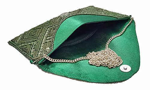 Image of DUCHESS Women's Hand Embroidered Envelope Clutch -Bridal Ethnic Traditional Casual Purse /Clutch /Handbag (23 L x 2.5 W x 13H cm)