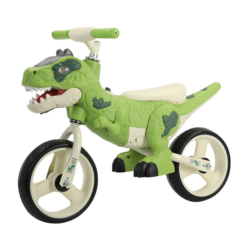 Dinosaur Toddler Balance Bike Toys with Music & Lighting for 2-6 Year Olds - No - Pedal Training Bike with Carbon Steel Frame and Adjustable Handlebar - Ideal Gifts for Kids Boy ? Girl