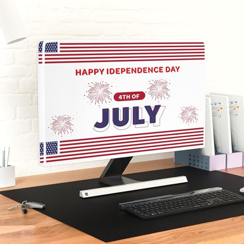 Image of Happy Independence Day Waterproof Screen TV Cover 75 Inch 4th of July American Flag Firework Screen TV Covers Anti-Static Dust proof Protective Cover for LCD /LED /HD