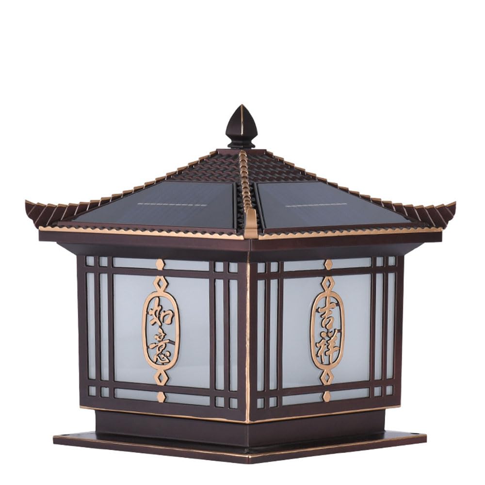 KNBVFHG Mount Vintage Post Lamp Outdoor Die-Casting Aluminum Stigma Lighs Traditional Waterproof Garden Post Light Fixture Solar Four Color Dimmable Pillar Light for Yard Post Pole Pathway Driveway