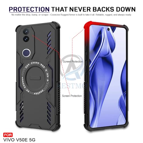 Image of AESTMO Back Case Cover for Vivo V50 / V50E / T4R / iQOO Z10R 5G | Magnetic Case with Built-in Metal Ring | Compatible with MagSafe Accessories | Shockproof Hybrid (PC + TPU, Black)