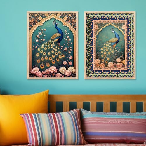 Image of kotart Traditional Madhubani Indian Wall Art Paintings for Living Room | Framed Wall Painting for Home Room Bedroom Office Wall Decor| Paintings For Home Decoration | (Art 2, (19x25 inch), Framed)