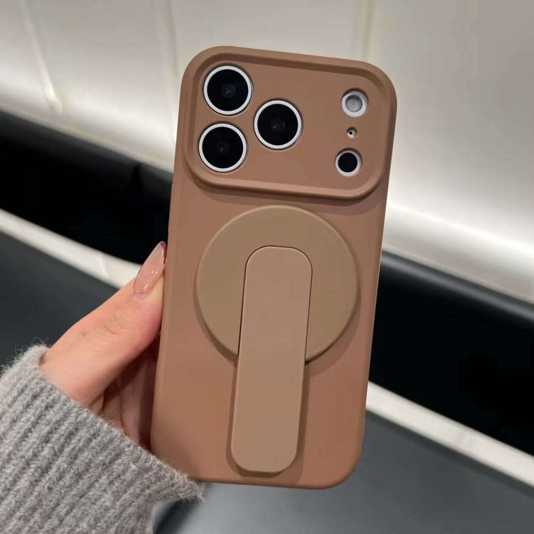 Custodia con supporto in silicone liquido per iPhone 17 Air 16 Plus 15 14 13 12 Pro Max 16e con cover posteriore morbida magnetica (per iPhone 12 Pro/Marrone)