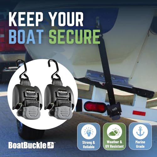 BoatBuckle Retractable Boat Trailer Tie-Down, Freshwater, 2x43-Inch, 2-Pack | Heavy-Duty Boat Straps, 2,500 lb Break Strength, Hardware Included, for Freshwater Environments, Bolt on Trailer, F08893 - Image 5