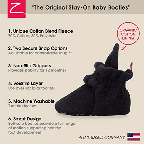 image for Zutano Unisex Cozie Fleece Baby Booties with Grippers, Black, 12 Month