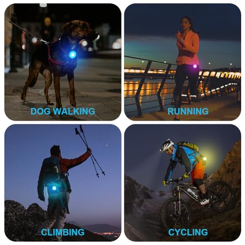 AUAUY Sicherheits LED Blinklicht, 4 Modis Hundelicht IPX68 Wasserdicht Haustier Lichter, USB Wiederaufladbar Hunde Katzen Leuchtanhänger, Einstellbar LED Licht für Nachtspaziergänge Laufen Camping