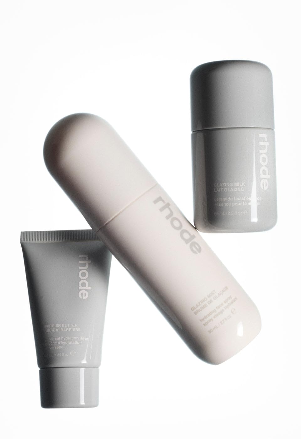 Rhode Skin The Glow Set, Hydrating Face Spray The Glazing Mist, Mini Glazing Milk and Mini Barrier Butter, 80mL/65mL/40mL, Ceramides and Beta-Glucan, For Glazed and Hydrated Skin