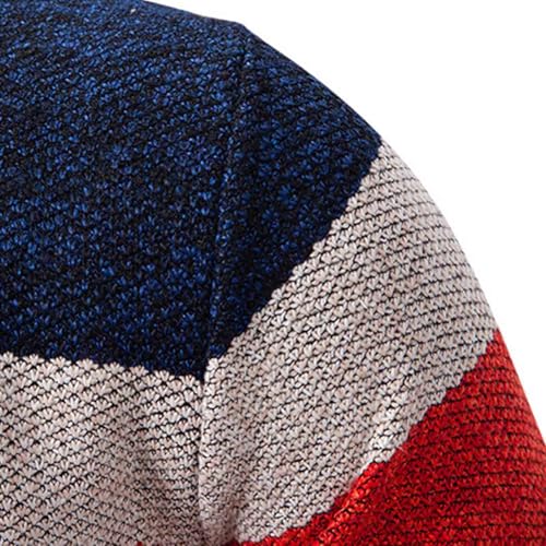 Men’s Quarter Zip Striped Knit Pullover Sweater Thick Warm Casual Stand Collar Winter Knitwear Top Fall Outfits 20254
