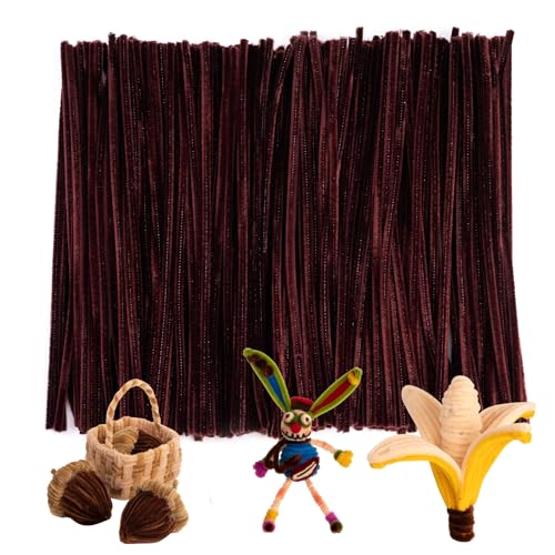 Image of Caydo 200 Pieces Brown Pipe Cleaners Craft Chenille Stems for DIY Art Creative Crafts Party Decorations (12 Inch x 6 mm) | Craft Chenille Stems for DIY Art Creative Crafts Party Decorations