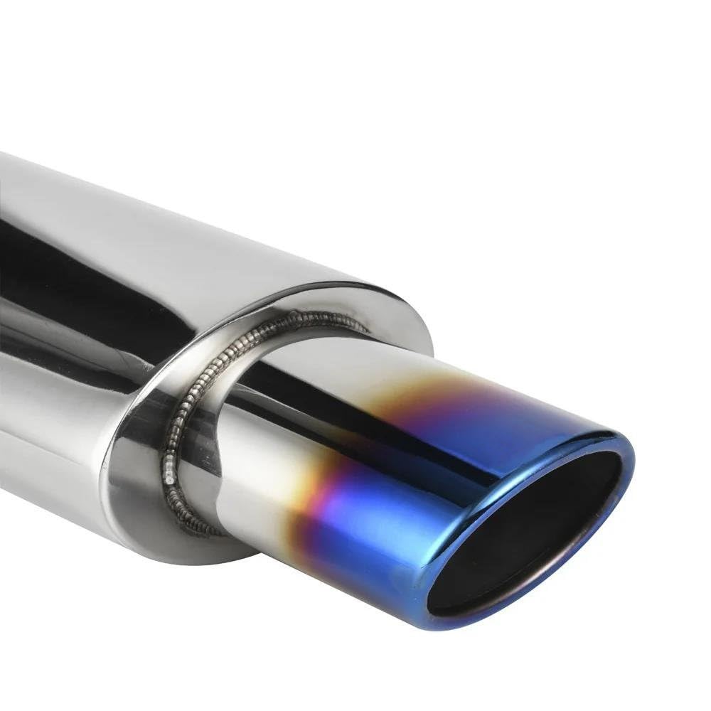 Terminale di Scarico Universale Ovale In Acciaio Inox 51 57 63mm Argento Scarico Silenziatori Sportiva Suono Auto Tubo Scarico Marmitta Coda(Straight 63MM 1)