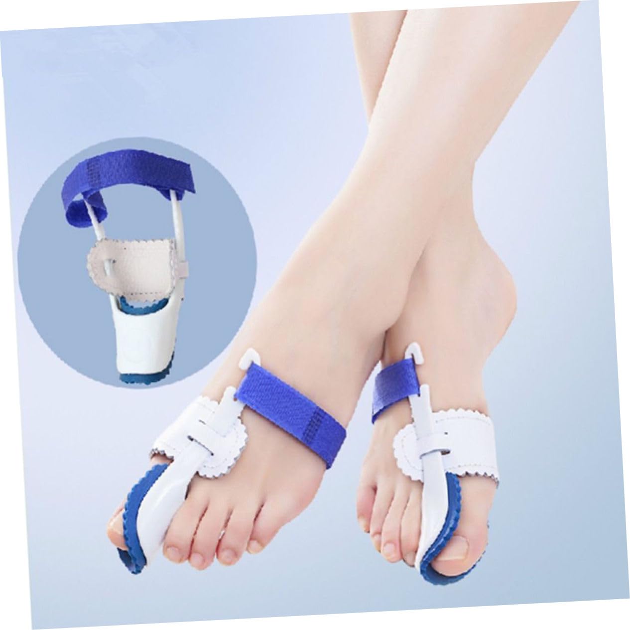 HOODANCOS Big Toe Bunion Splint Straighteners for Foot Care Night Splint Correctors with Point White Blue