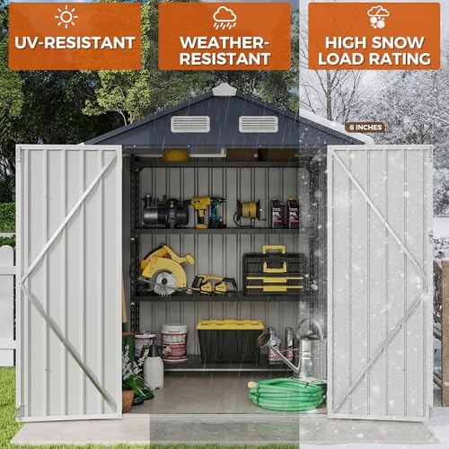 Image of IRONCK 5.7x5.7FT Outdoor Storage Shed, Tool Shed, Dark Blue