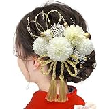 [JZOON] 成人式 髪飾り【12色展開】 ピンポンマム 紐 ドライフラワー 七五三 浴衣 袴 着物 飾り 振袖 和装 卒業式 結婚式 水引 かすみ草 造花 手作りかわいい 白 F3710