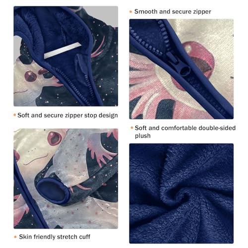 Axolotl Space Fantasy Creatures Toddler Fleece Jacket Girl Boys Hooded Fleece Jacket Coat Warm Outwear Zip-up 3-10T3