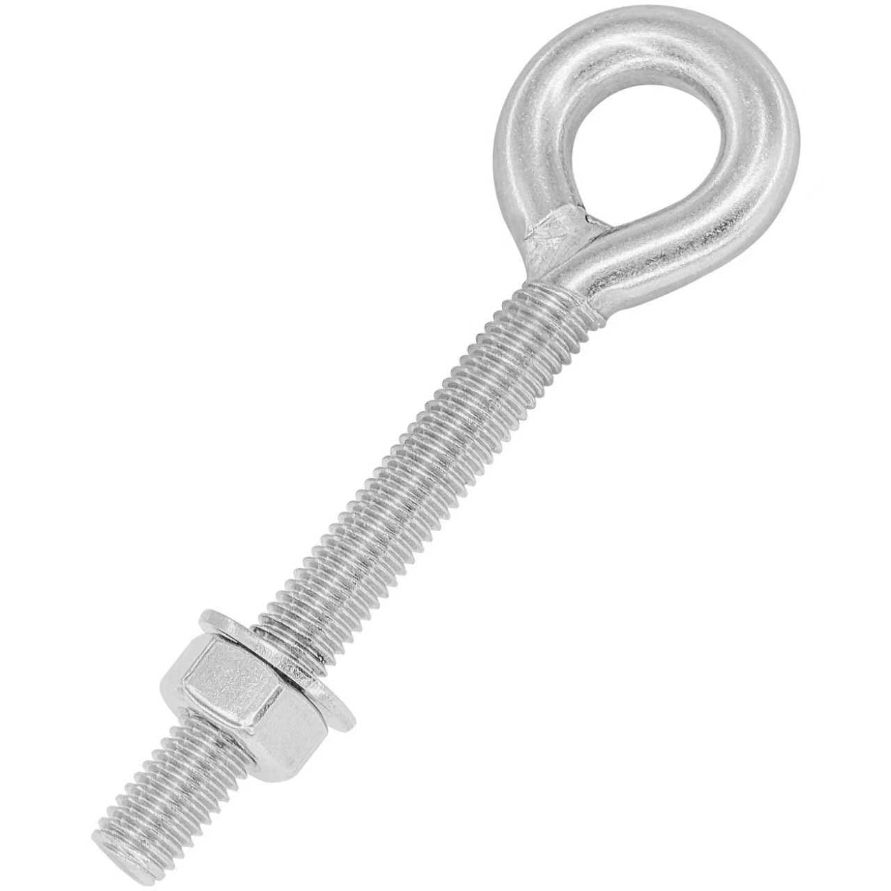 4-Pack Eye Bolts with Nuts & Washers – 304 Stainless Steel Ring Bolt with Long Handle (M10)