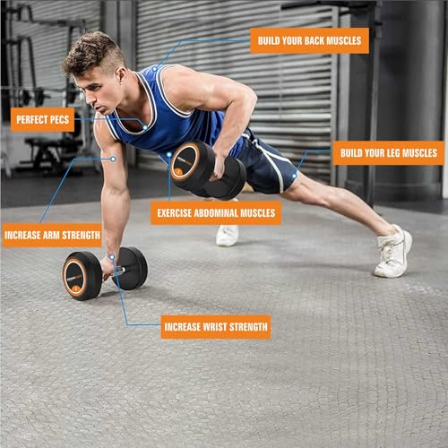Image of Amazonbasics Professional Rubber Coated 10 Kg Bouncer Dumbbells Set for Full Body Workout (Set of 2, 5 Kg), Multicolor