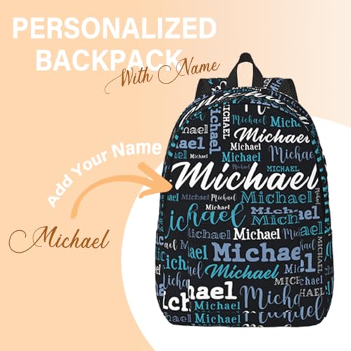 Custom Backpack with Name, Personalized Nmae School Backpack for Boys Girls, Customized 17Inch Student Bookbag with Lunch Bag Pencil Case for Travel, Work and School2