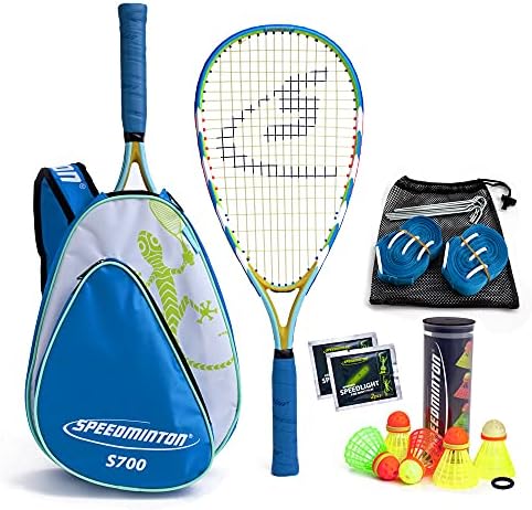 Speedminton S700 Set Speedminton S700 Set - Original Speed Badminton/ Crossminton All-Round Set That Includes 2 Rackets, 5 Speeder Tube, Easy Court, Bag - Blue, one Size fit All