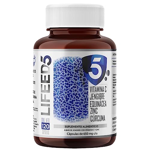 Vitamínicos, LIFEED INMUNE 120 Capsulas | Vitamina C, Vitamina D3, Jengibre, Equinacea, Zinc, Curcuma | 120 Días de Suplemento Alimenticio Multivitaminico para Hombre y...