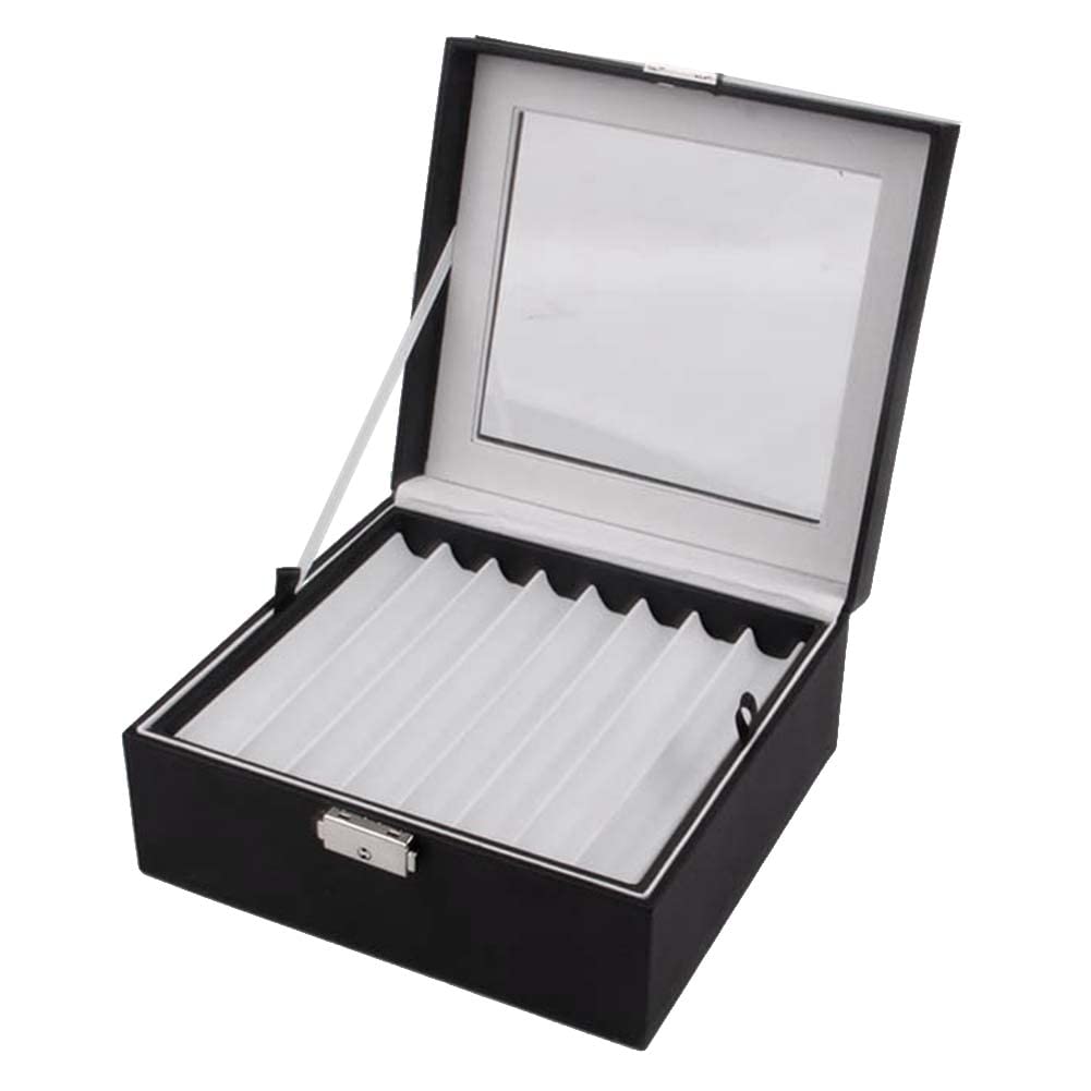 Malloy 16 Ranuras Caja de ExhibicióN de Pluma de Madera Caja de Almacenamiento de Fuente de Pluma Vitrina de Madera Ventana Transparente PapeleríA Estuche-ColeccióN